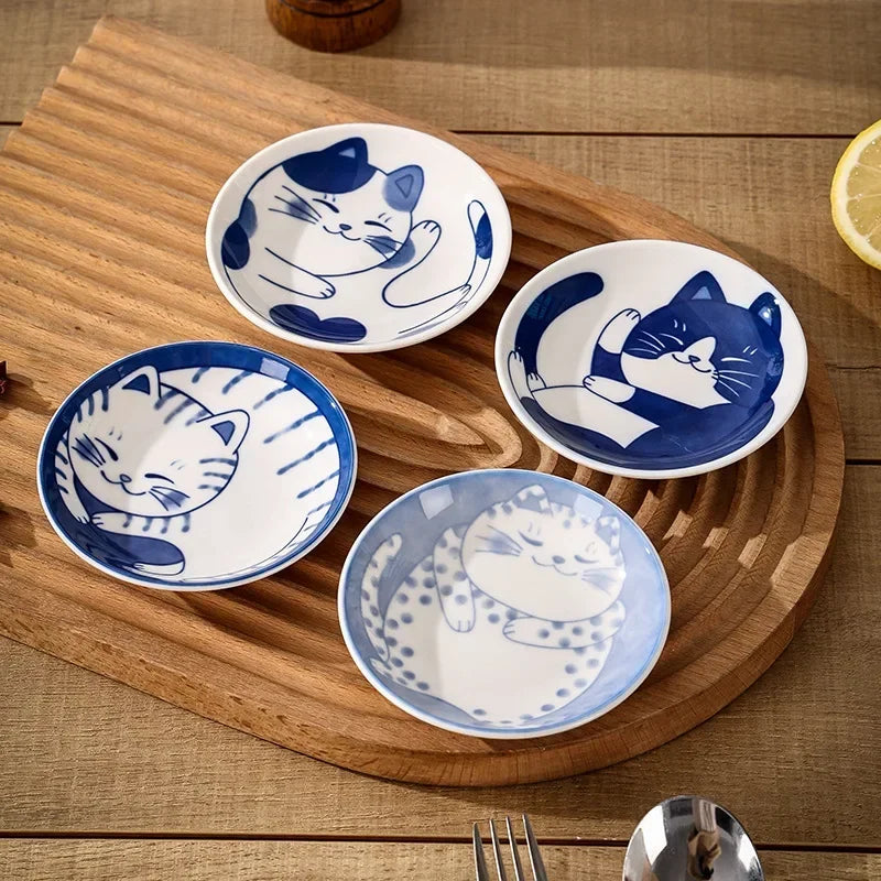 Maneki Neko Sauce Dish - 4pcs