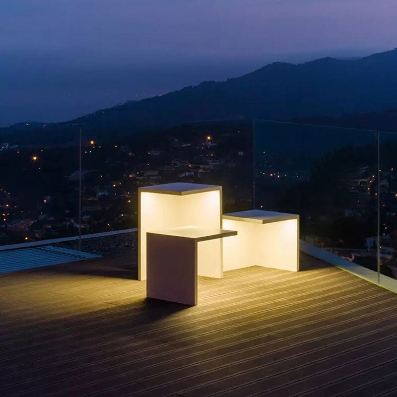 Minimalistic Abstract Outdoor Seats With Lighting