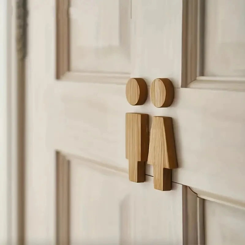 Wooden Toilet Door Signs