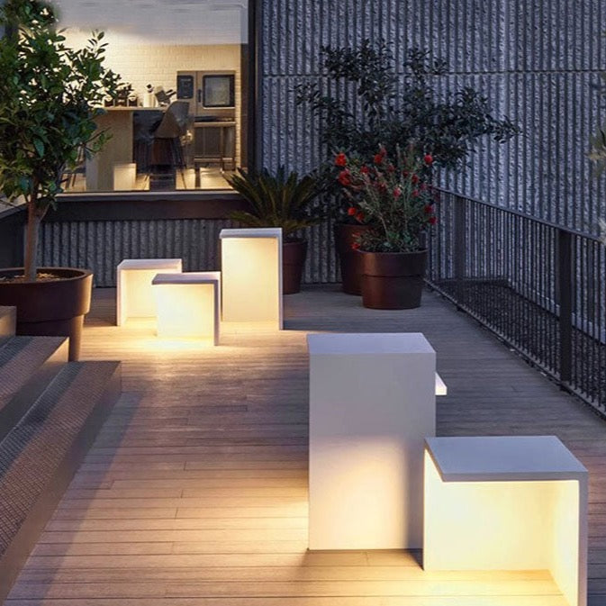 Minimalistic Abstract Outdoor Seats With Lighting