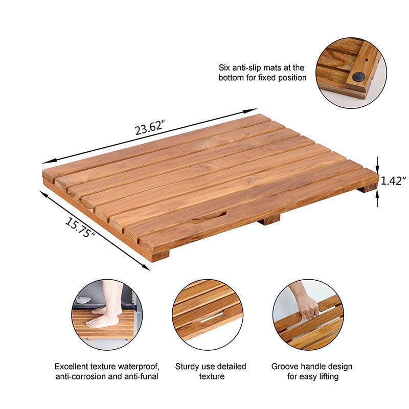 Shop Log Color Spa Solid Teak Bathroom Shower Mat Bathroom Anti-Slip Mat Mademoiselle Home Decor