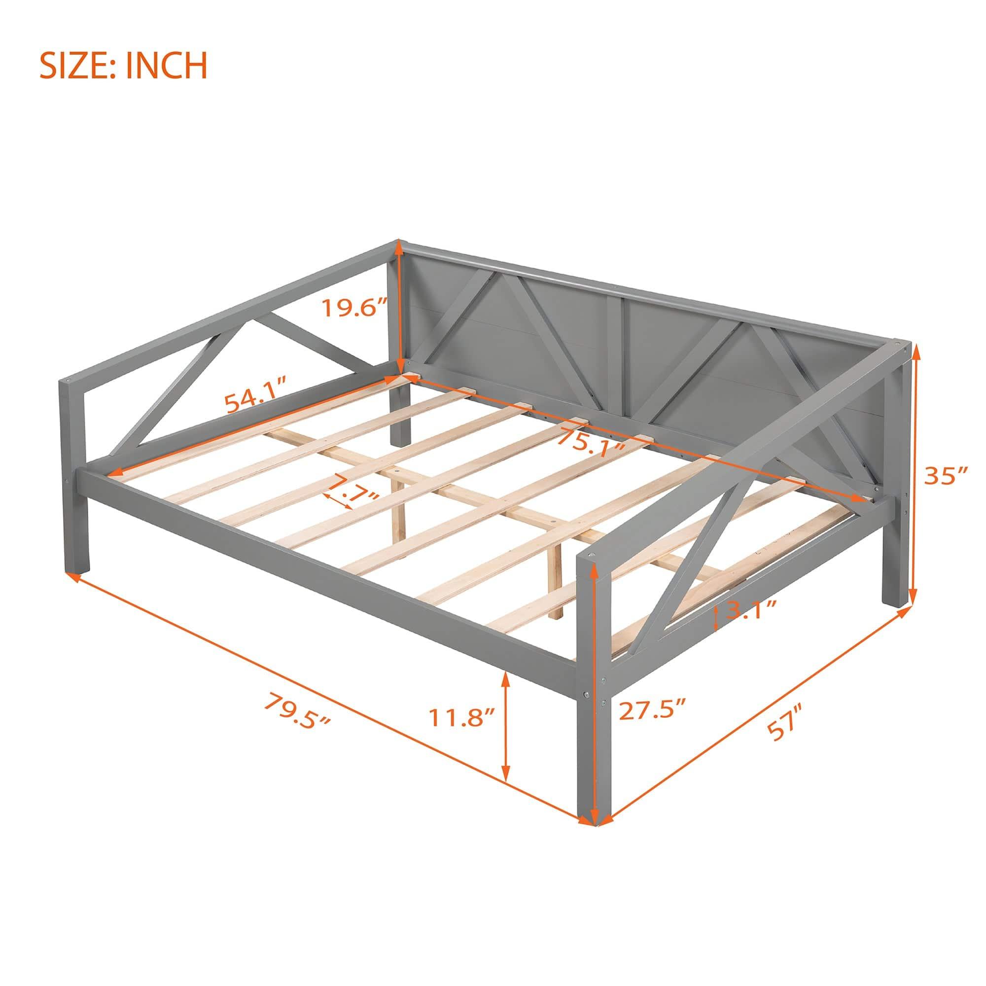 Shop Full size Daybed, Wood Slat Support, Gray Mademoiselle Home Decor