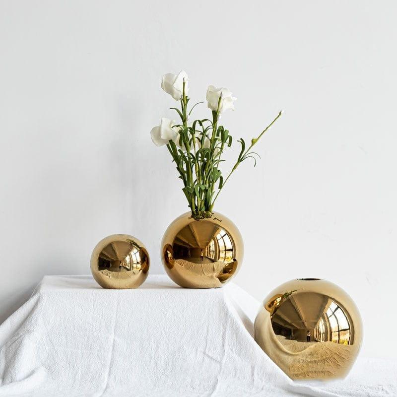 Shop 0 Golden Electroplated Ceramic Ball Flower Vase Modern Art Pot for Interior Home Living Room Office Table Desk Decoration Gifts Mademoiselle Home Decor