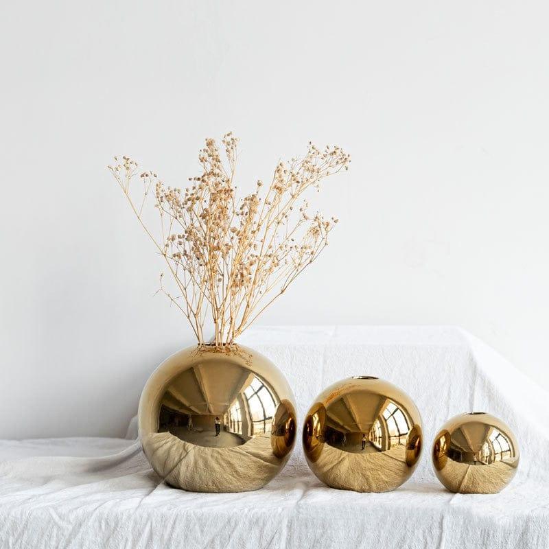 Shop 0 Golden Electroplated Ceramic Ball Flower Vase Modern Art Pot for Interior Home Living Room Office Table Desk Decoration Gifts Mademoiselle Home Decor