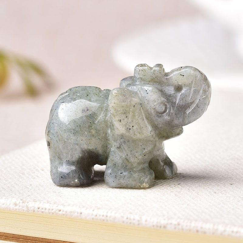 Shop 0 Gray Labradorite 1PC Natural Crystal Rose Quartz Elephant Amethyst Obsidian Animals Stone Crafts Small Decoration Home Decor Christmas Present Mademoiselle Home Decor