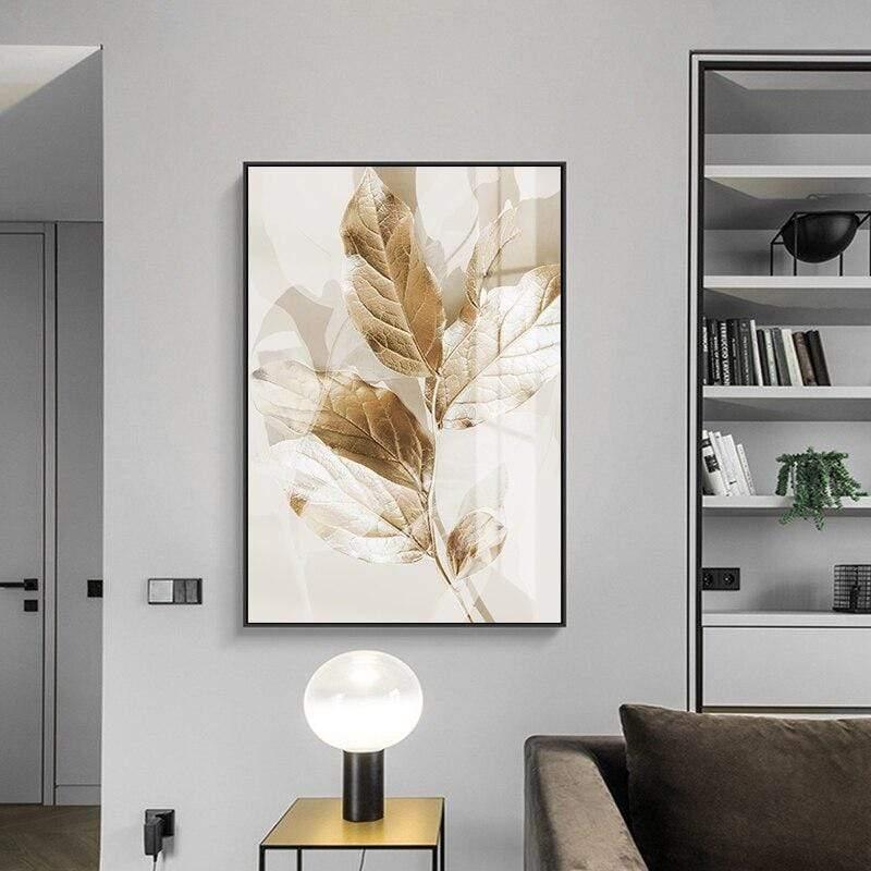 Shop 0 Golden Leaves Flower Canvas Poster Wave Beach Scenery Wall Art Print Painting Nordic Home Decor Modern Pictures for Living Room Mademoiselle Home Decor