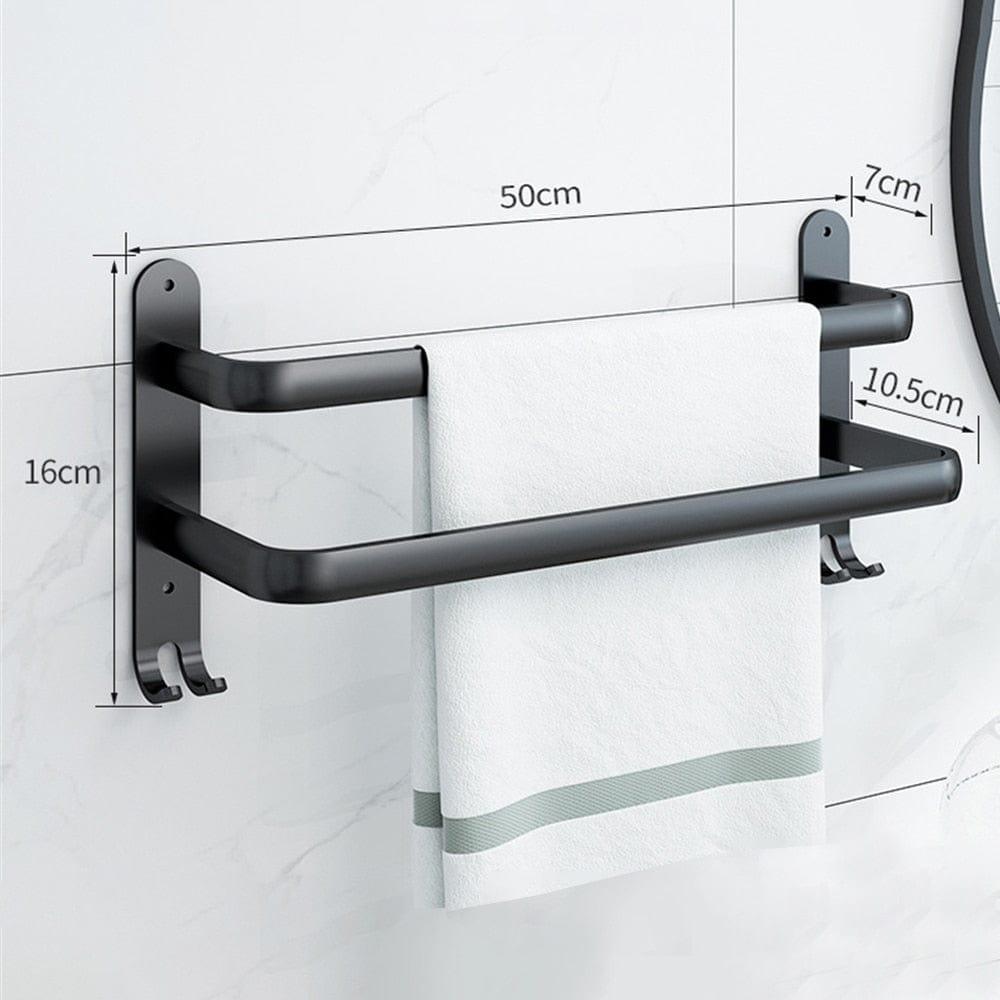 Shop 0 Double 50cm Bathroom Towel Rack 3 Layers No Drill Towel Holder Shower Rack Aluminum alloy Storage Shelf  Bathroom Accessories Mademoiselle Home Decor