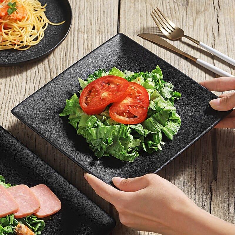 Shop 0 Retro black ceramic plate serving tray decorative kitchen porcelain dinner sets sushi salad dessert plate christmas cake plates Mademoiselle Home Decor