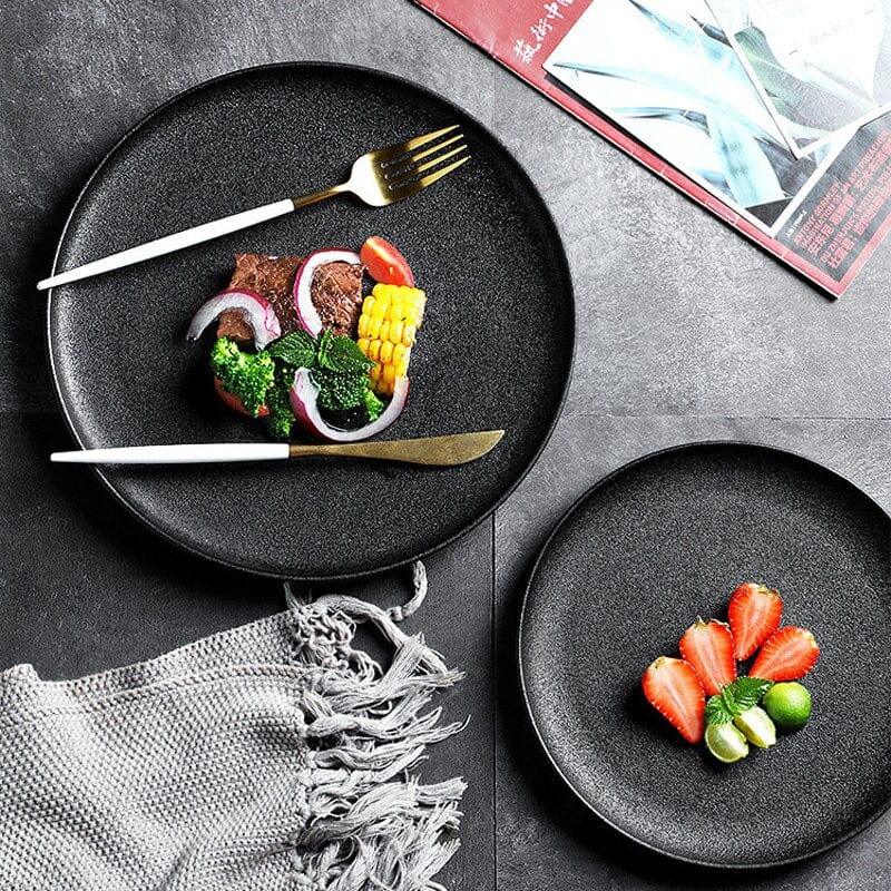 Shop 0 Retro black ceramic plate serving tray decorative kitchen porcelain dinner sets sushi salad dessert plate christmas cake plates Mademoiselle Home Decor