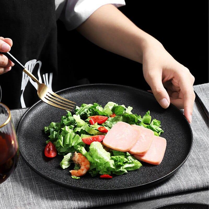 Shop 0 Retro black ceramic plate serving tray decorative kitchen porcelain dinner sets sushi salad dessert plate christmas cake plates Mademoiselle Home Decor