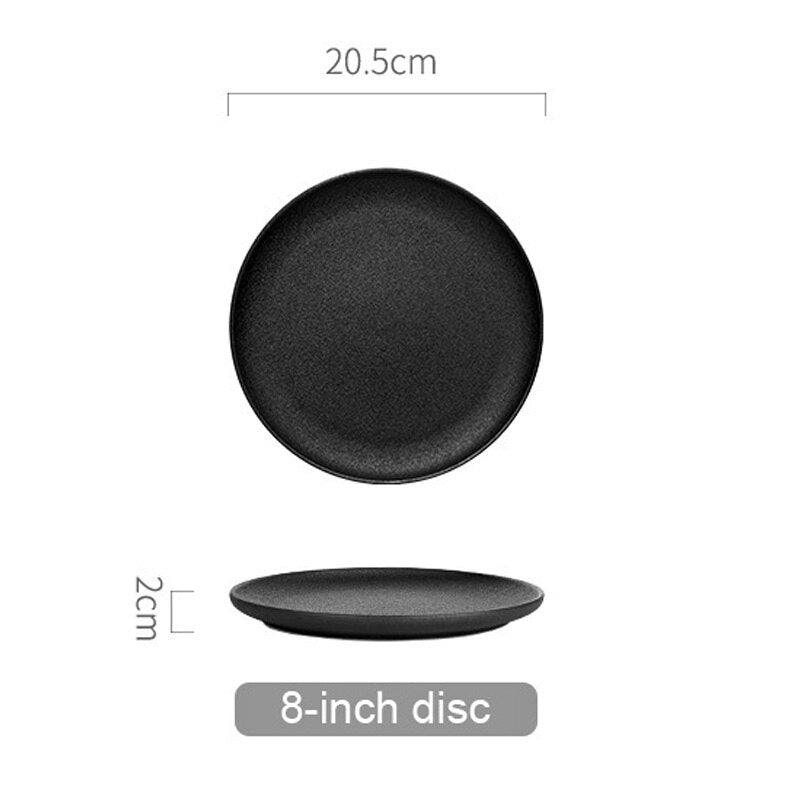 Shop 0 8 inch disc / China Retro black ceramic plate serving tray decorative kitchen porcelain dinner sets sushi salad dessert plate christmas cake plates Mademoiselle Home Decor