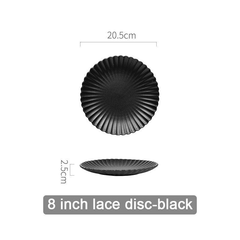 Shop 0 8-inch lace / China Retro black ceramic plate serving tray decorative kitchen porcelain dinner sets sushi salad dessert plate christmas cake plates Mademoiselle Home Decor