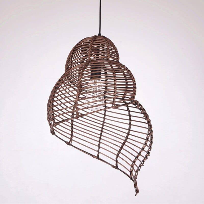 Shop 0 Brown / 35x55cm Pastoral Style Conch Rattan Lamp Vintage Pendant Lights Dining Room Decor Lighting Fixtures Cafe Restaurant Suspension Luminaire Mademoiselle Home Decor