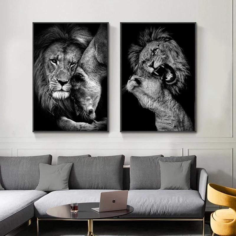 Shop 0 Black White Animals Art Lions Oil Painting Canvas Art Posters and Prints Wall Pictures for Living Room Home Wall Cuadros Decor Mademoiselle Home Decor