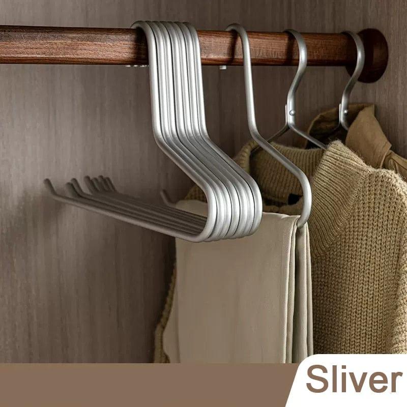 Shop 0 5pcs Sliver 5pcs Non-Slip Pants Rack Trouser Drying Hangers Gold/Sliver Solid Metal Open Ended Pant Storage Space Saver Wardrobe Organzier Mademoiselle Home Decor