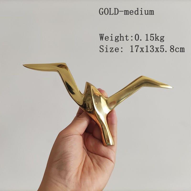 Shop 0 gold-medium American Luxury Pure Copper Creative Bird Seagull pigeon Hanging Wall Decoration Retro Industrial Ornament Living Room Sea Gull Mademoiselle Home Decor