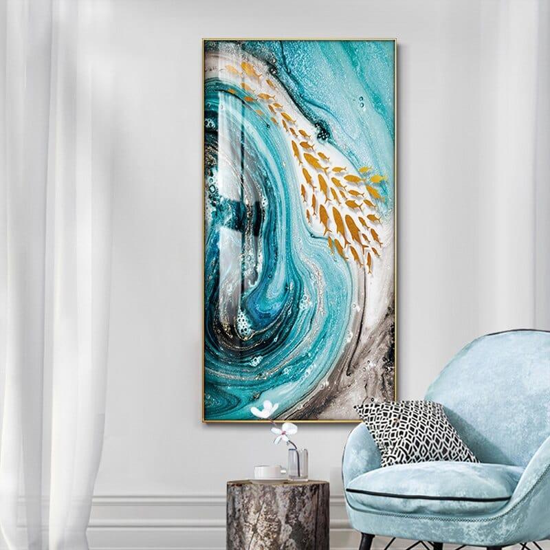 Shop 0 Modern Abstract Paintings Canvas Golden Fish Wall Art Poster and Print Pictures Nordic Bedroom Home Living Room Decoration Large Mademoiselle Home Decor