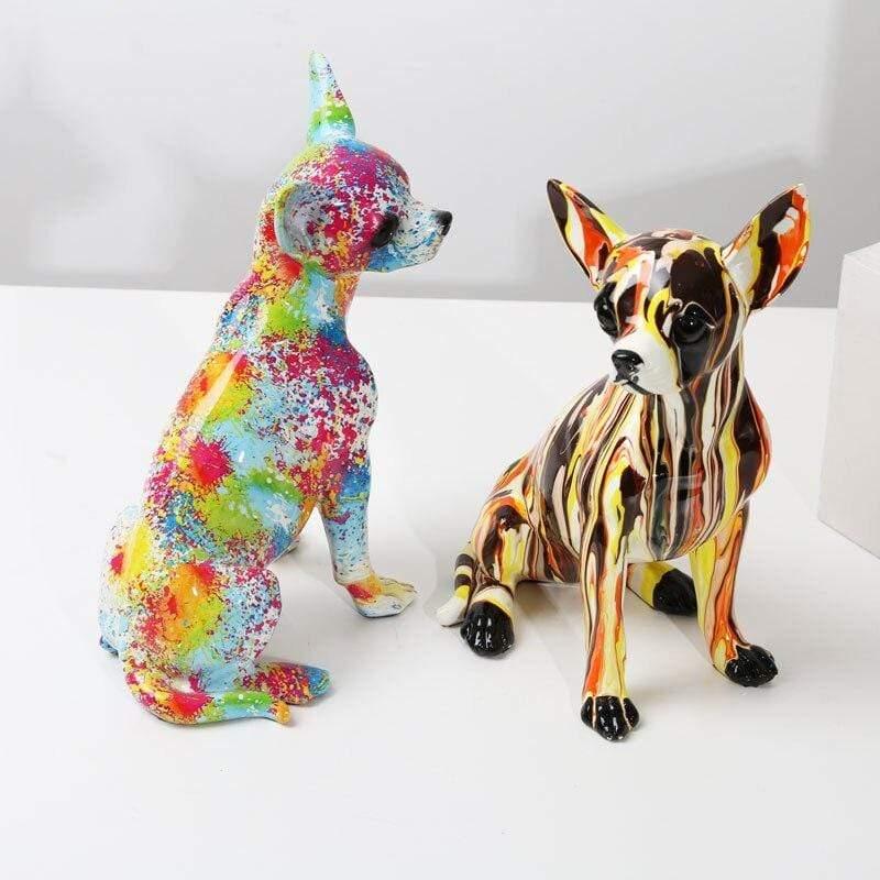 Shop 0 Creative Art Chihuahua Colorful Small Ornaments Resin Dog Crafts Home Decoration Color Modern Simple Office Desktop Craft Mademoiselle Home Decor