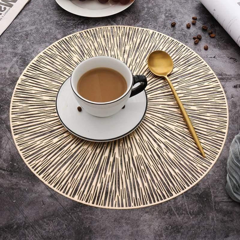 Shop 0 6/4PCS Round Placemats Restaurant Hollow PVC decoration Meal Mat Anti-hot Dining Table Line Mat Steak Plate Pad Mademoiselle Home Decor