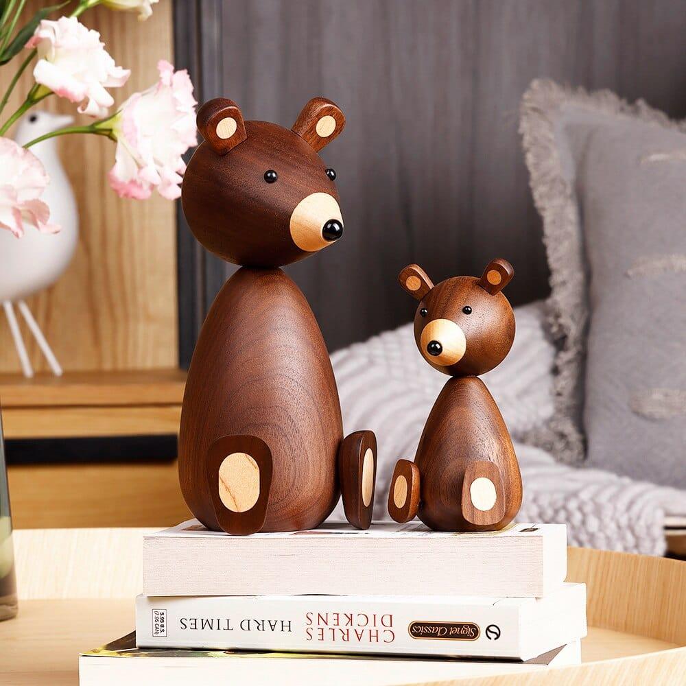 Shop 0 Christmas Gift Little Bear is Nordic Vintage Home Decoration Accessories for Room Decor Figurine Walnut Wood  Cute Baby Toys Mademoiselle Home Decor