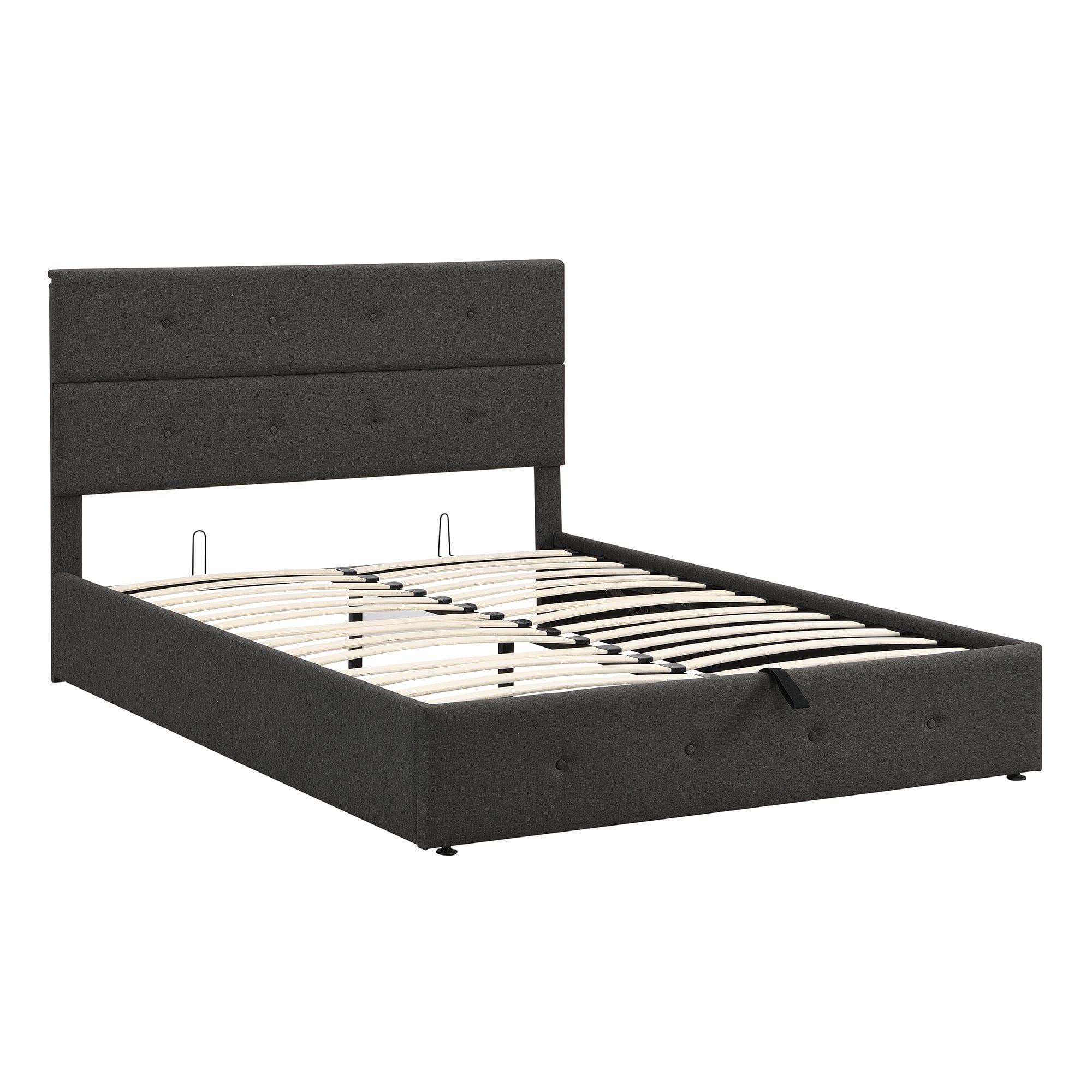 Shop Upholstered Platform Bed with Underneath Storage,Queen Size,Gray Mademoiselle Home Decor