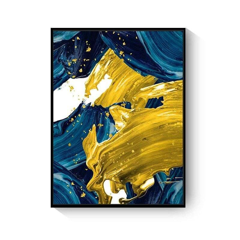 Shop 0 15x20cm No Frame / 202006NQ070D Abstract Wall Poster Yellow Golden Foil Blue Nordic Canvas Print Colorful Block Art Painting Pictures Living Room Hotel Decor Mademoiselle Home Decor