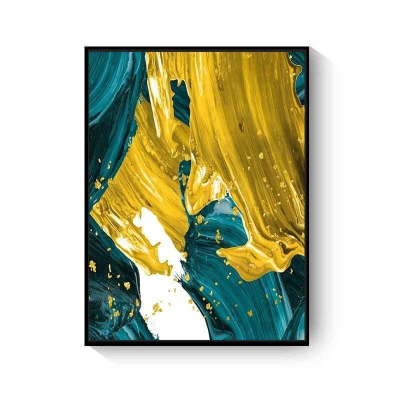 Shop 0 15x20cm No Frame / 202006NQ070F Abstract Wall Poster Yellow Golden Foil Blue Nordic Canvas Print Colorful Block Art Painting Pictures Living Room Hotel Decor Mademoiselle Home Decor