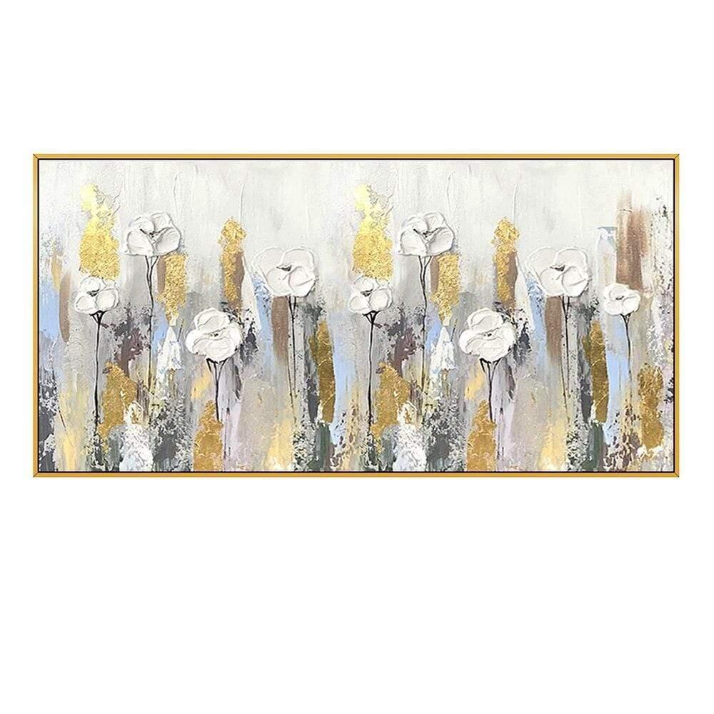 Shop 0 40cmx80cm / A Gold White Flower Handmade Abstract Thick Oil Painting Large Abstract Wall Art Oil Canvas Hand Painted Modern Paintings Unframed Mademoiselle Home Decor
