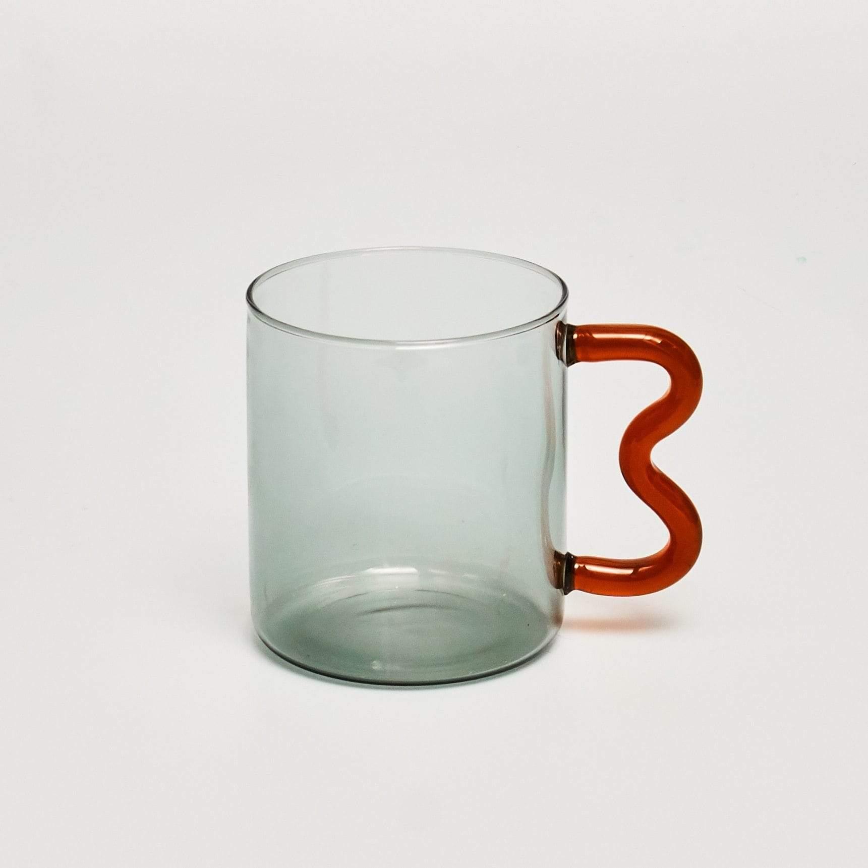 Shop 0 Grey 05 / 301-400ml Design Colorful Ear Glass Mug Handmade Simple Wave Coffee Cup for Hot Water Tumbler Gift Drinkware 300ml Mademoiselle Home Decor