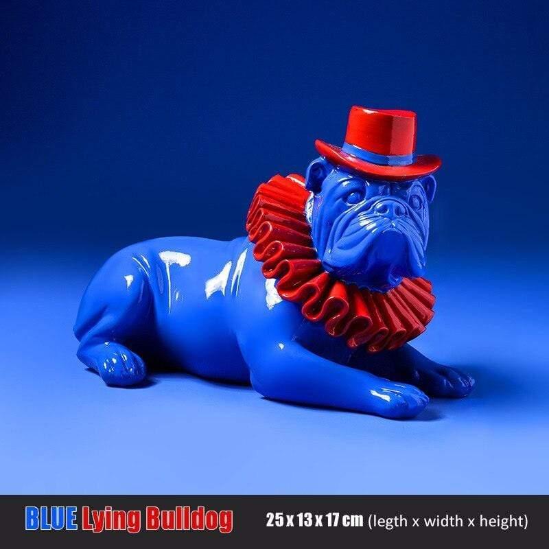 Shop 0 Lying Blue Creative Color Bulldog Punk Style Dog Statue Figurine Resin Sculpture Home Office Bar Store Decoration Ornament Crafts Dropship Mademoiselle Home Decor