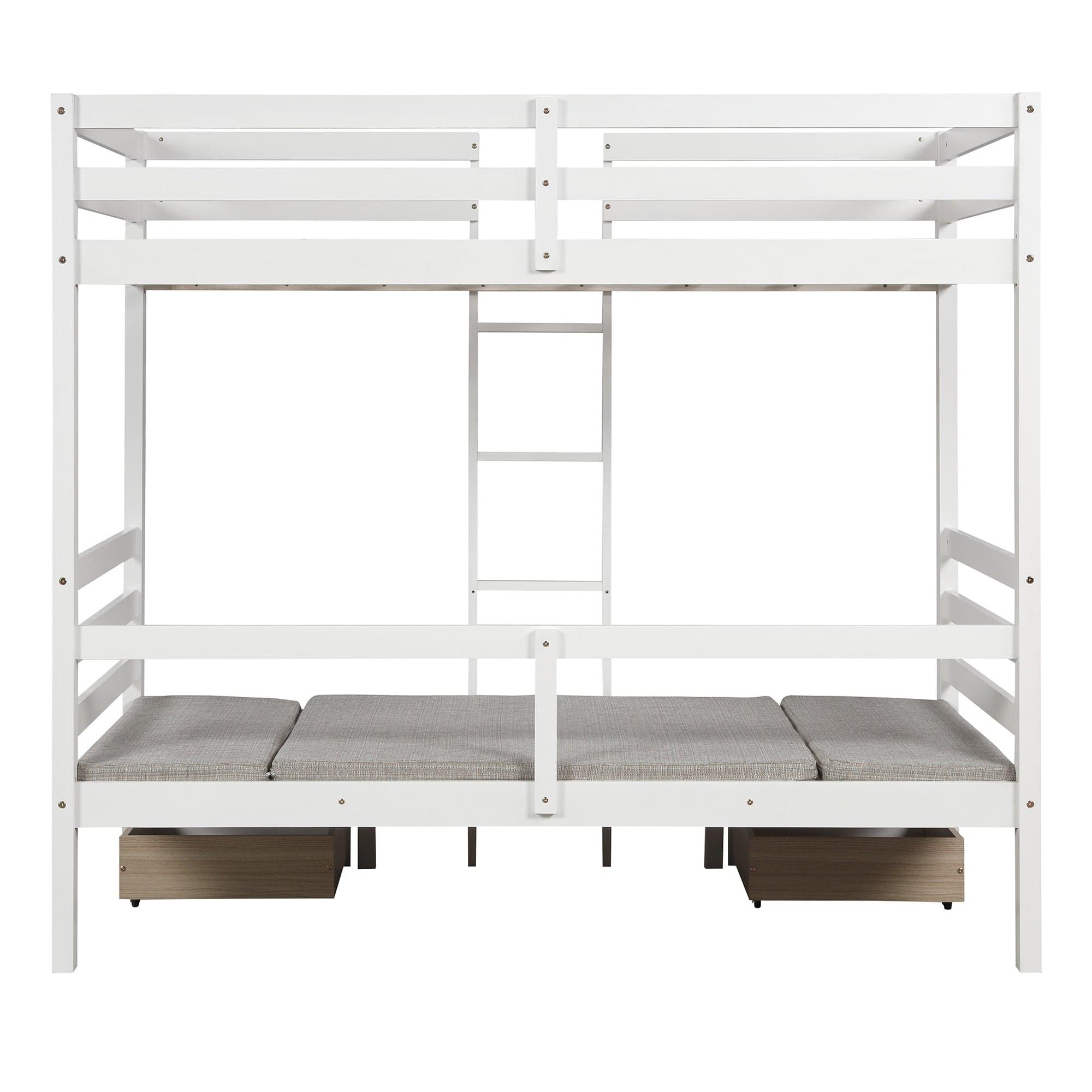 Shop Functional Loft Bed (turn into upper bed and down desk，cushion sets are free),Twin Size,White Mademoiselle Home Decor