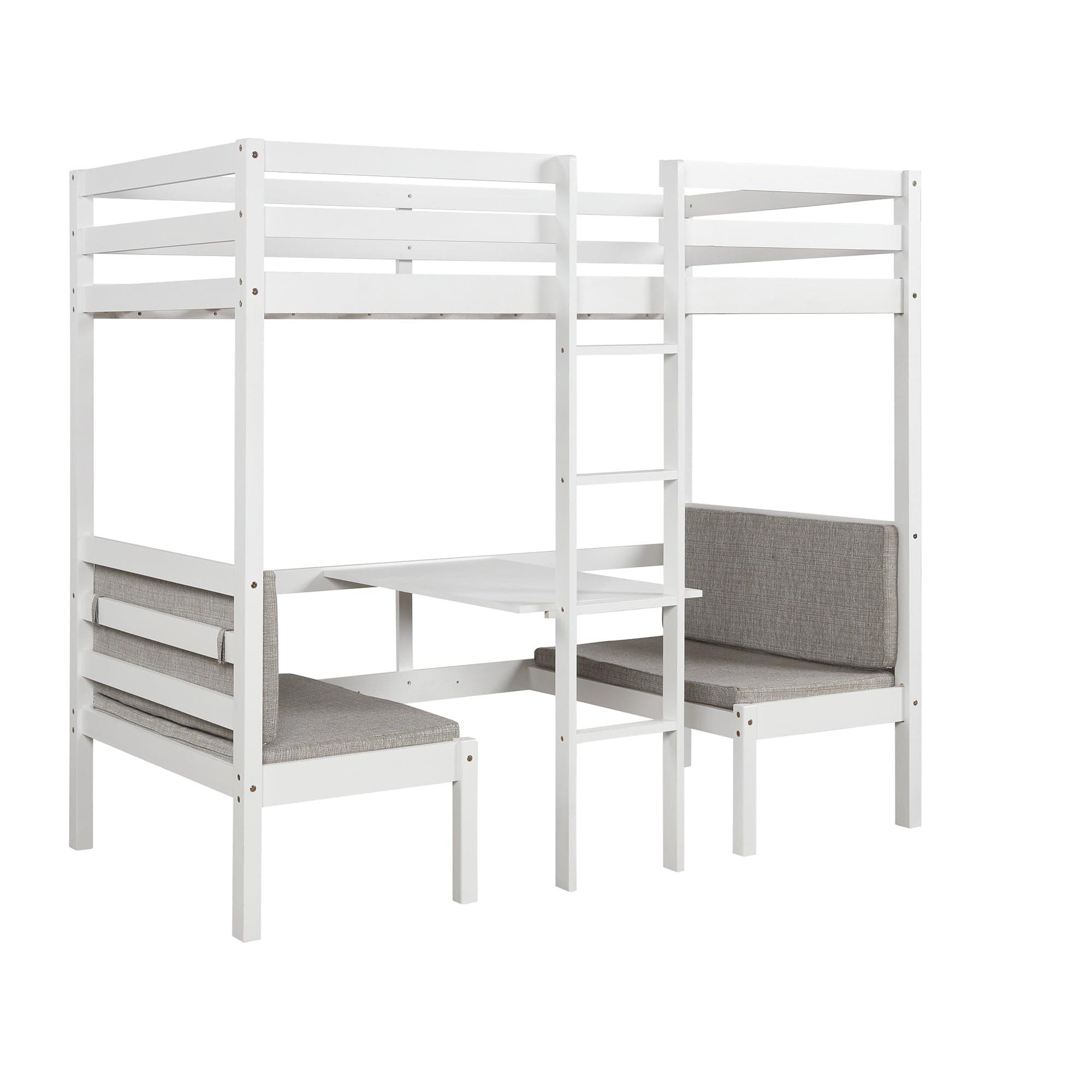 Shop Functional Loft Bed (turn into upper bed and down desk，cushion sets are free),Twin Size,White Mademoiselle Home Decor