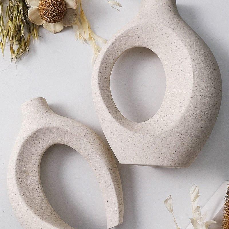 Shop 0 CAPIRON Nordic Ceramic Vase  2Pcs/Set Snuggle White Matte Vase for Pampas Grass Living Room Office Desktop Porch Home Decoration Mademoiselle Home Decor