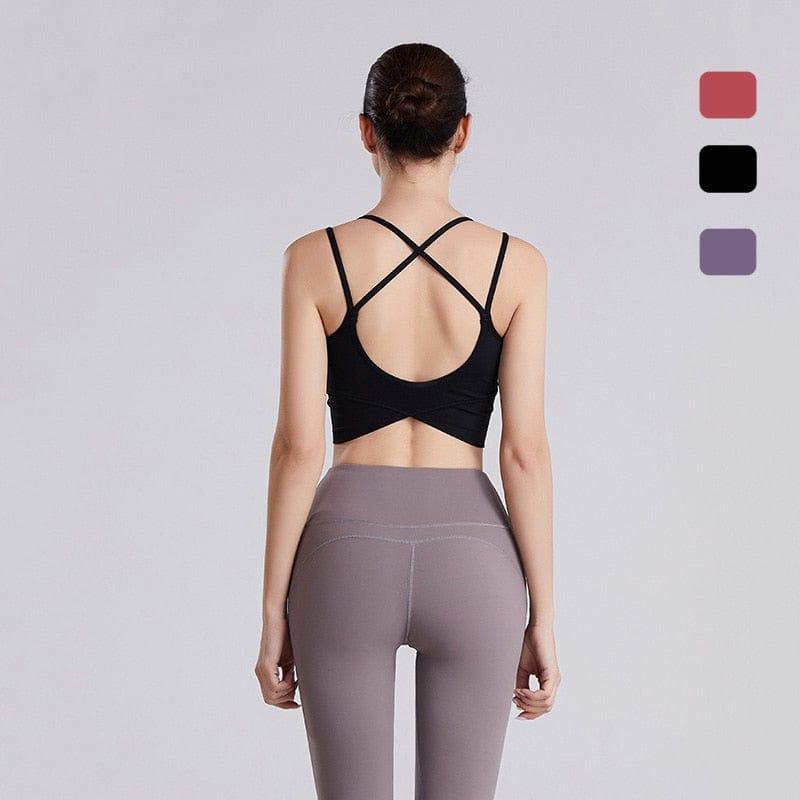 Shop 0 Black / S Yoga Tops Fitness Running Fitness Bra Sports Underwear Women High-Intensity Shockproof Gathering Cross-Shape With Pad Mademoiselle Home Decor