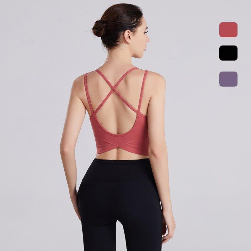 Shop 0 Yoga Tops Fitness Running Fitness Bra Sports Underwear Women High-Intensity Shockproof Gathering Cross-Shape With Pad Mademoiselle Home Decor