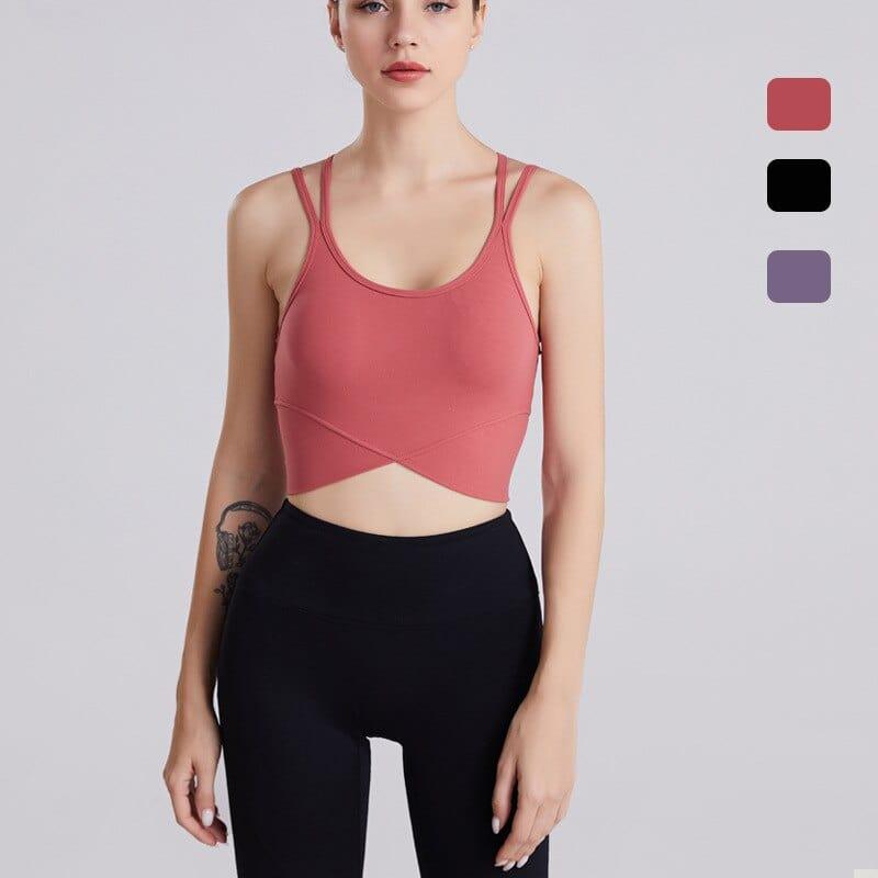 Shop 0 Yoga Tops Fitness Running Fitness Bra Sports Underwear Women High-Intensity Shockproof Gathering Cross-Shape With Pad Mademoiselle Home Decor