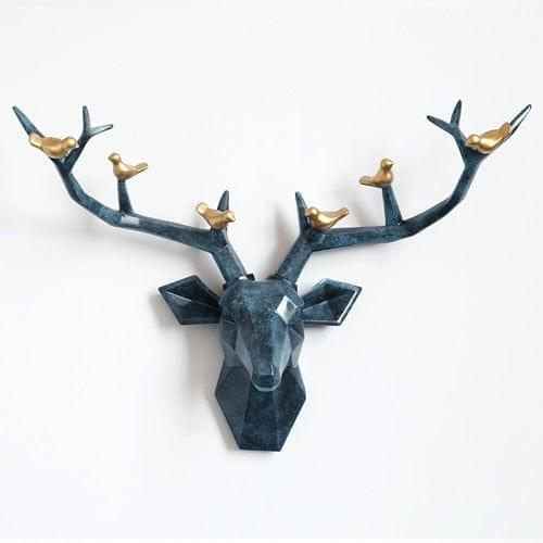 Shop 0 Texture blue S Resin Deer Head 3d Wall Decor Resin Statue Decoration Accessories Living Room Wall Statue Sculpture Mordern Art Animal Head Mademoiselle Home Decor