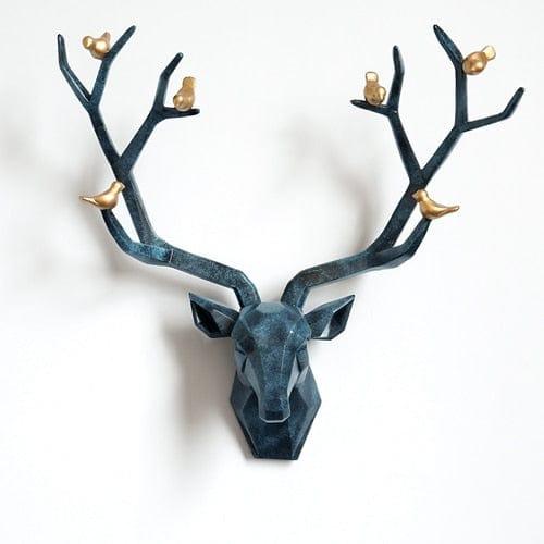 Shop 0 Texture blue L Resin Deer Head 3d Wall Decor Resin Statue Decoration Accessories Living Room Wall Statue Sculpture Mordern Art Animal Head Mademoiselle Home Decor