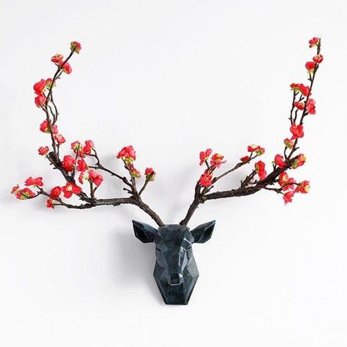 Shop 0 Texture blue L 1 Resin Deer Head 3d Wall Decor Resin Statue Decoration Accessories Living Room Wall Statue Sculpture Mordern Art Animal Head Mademoiselle Home Decor