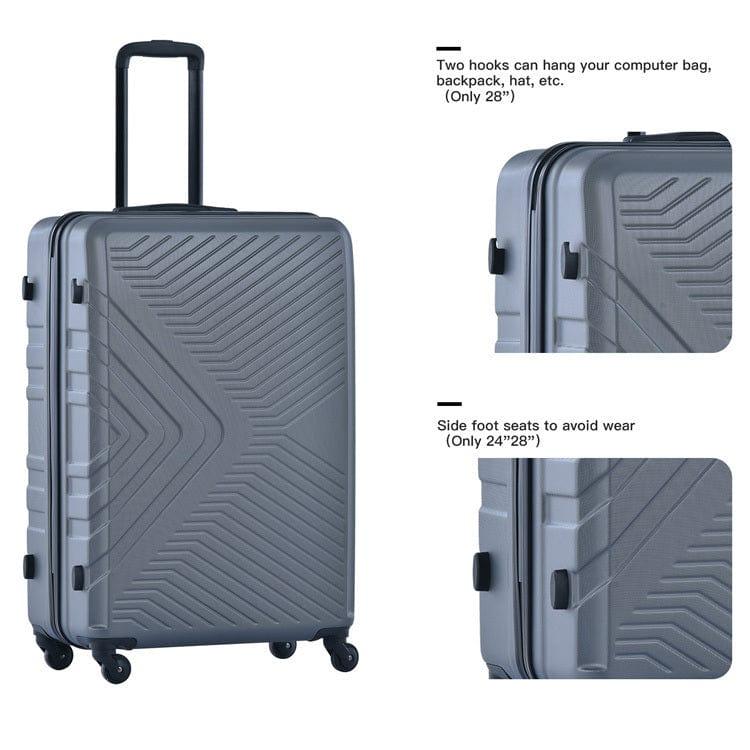 Shop 3 Piece Luggage Sets ABS Lightweight Suitcase with Two Hooks, Spinner Wheels, TSA Lock, (20/24/28) Gray Mademoiselle Home Decor