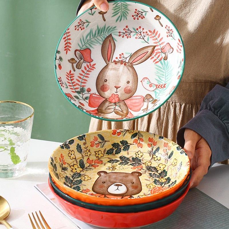 Shop 0 8 Inch Cartoon children's dishes home good-looking cute dishes ceramic creative personality tableware net red disc deep dish Mademoiselle Home Decor