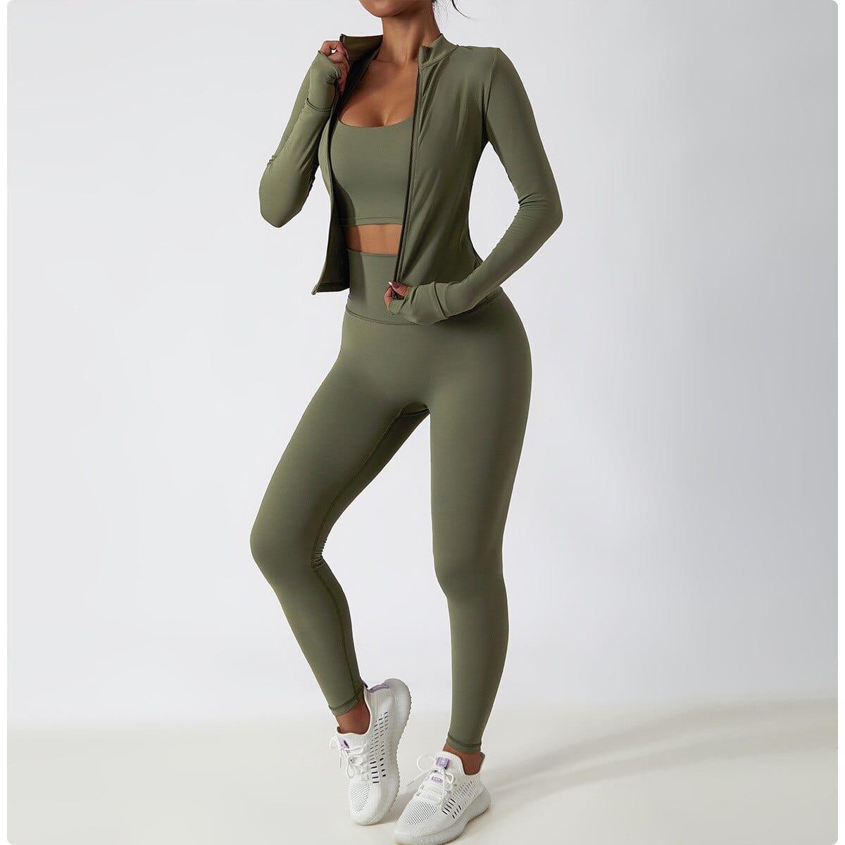 Shop 0 2 Piece Yoga Suits Yoga Clothes Women High Waist Leggings Zipper Long Sleeves Gym Workout Fitness Clothes Set Running Sportswear Mademoiselle Home Decor