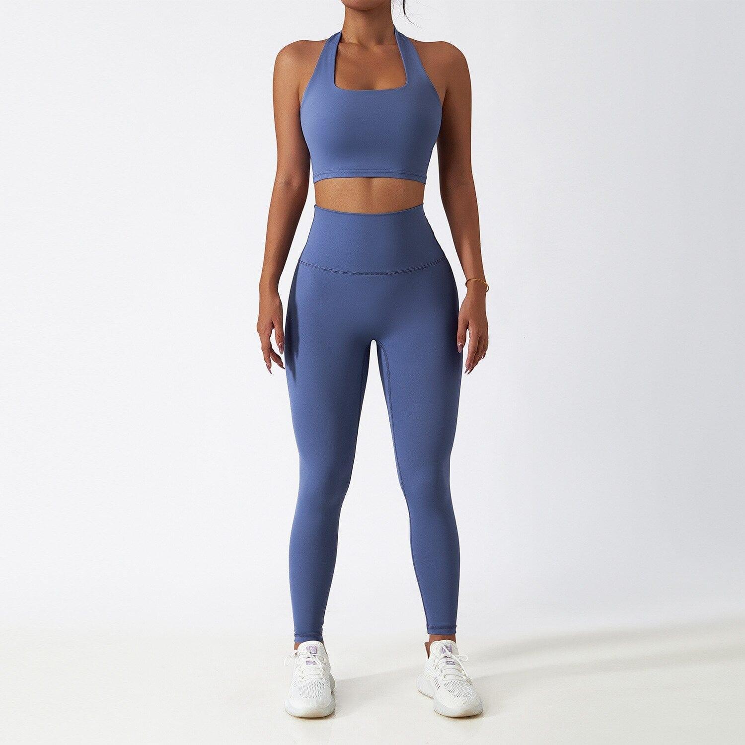 Shop 0 blue bra set / S / China 2 Piece Yoga Suits Yoga Clothes Women High Waist Leggings Zipper Long Sleeves Gym Workout Fitness Clothes Set Running Sportswear Mademoiselle Home Decor