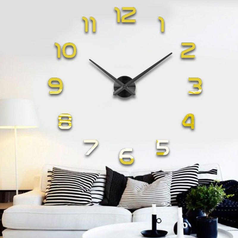 Shop 0 Gold Black Center / 27inch(2D) Fashion 3D big size wall clock mirror sticker DIY brief living room decor meetting room wall clock Mademoiselle Home Decor