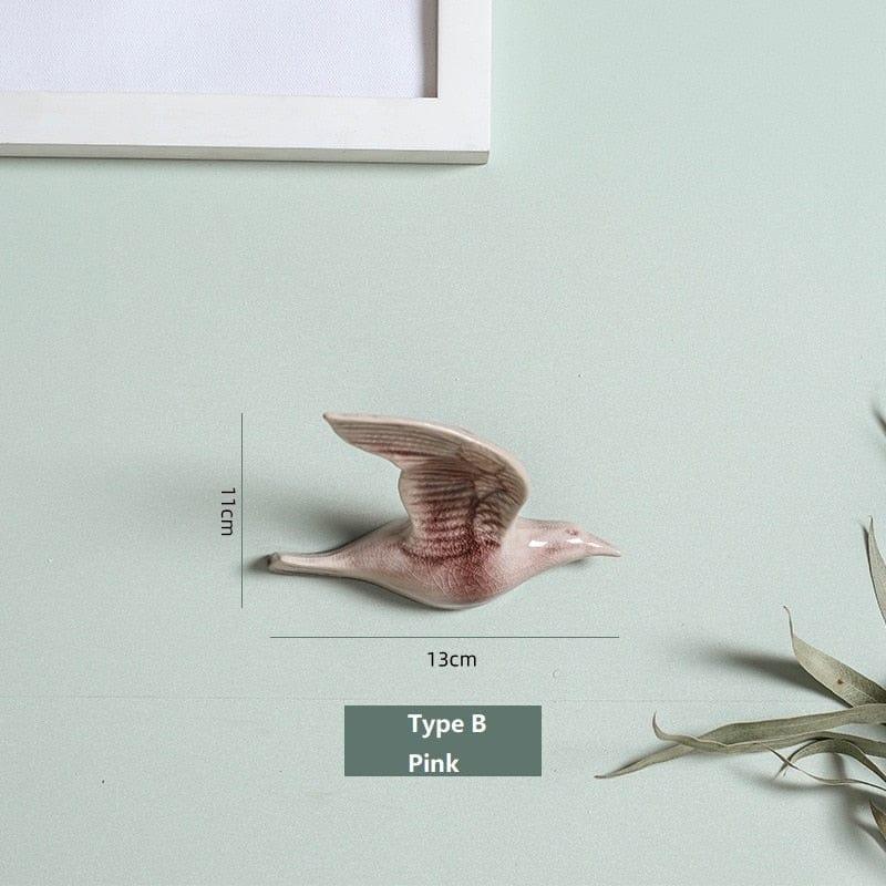 Shop 0 Type B-Pink / China 3D Ceramic Birds Shape Wall Hanging Decorations Simple Home Decorations Accessories Decoracao Para Casa Wall Crafts Ornaments Mademoiselle Home Decor