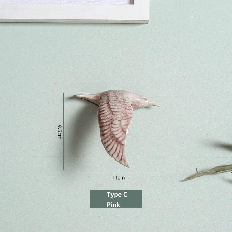 Shop 0 Type C-Pink / China 3D Ceramic Birds Shape Wall Hanging Decorations Simple Home Decorations Accessories Decoracao Para Casa Wall Crafts Ornaments Mademoiselle Home Decor