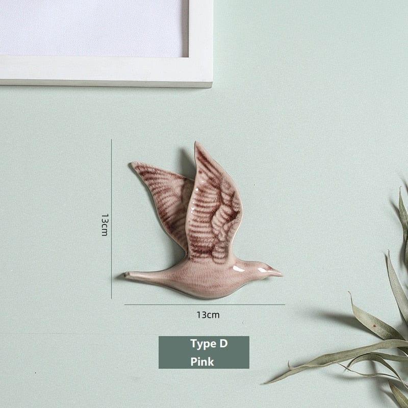 Shop 0 Type D-Pink / China 3D Ceramic Birds Shape Wall Hanging Decorations Simple Home Decorations Accessories Decoracao Para Casa Wall Crafts Ornaments Mademoiselle Home Decor