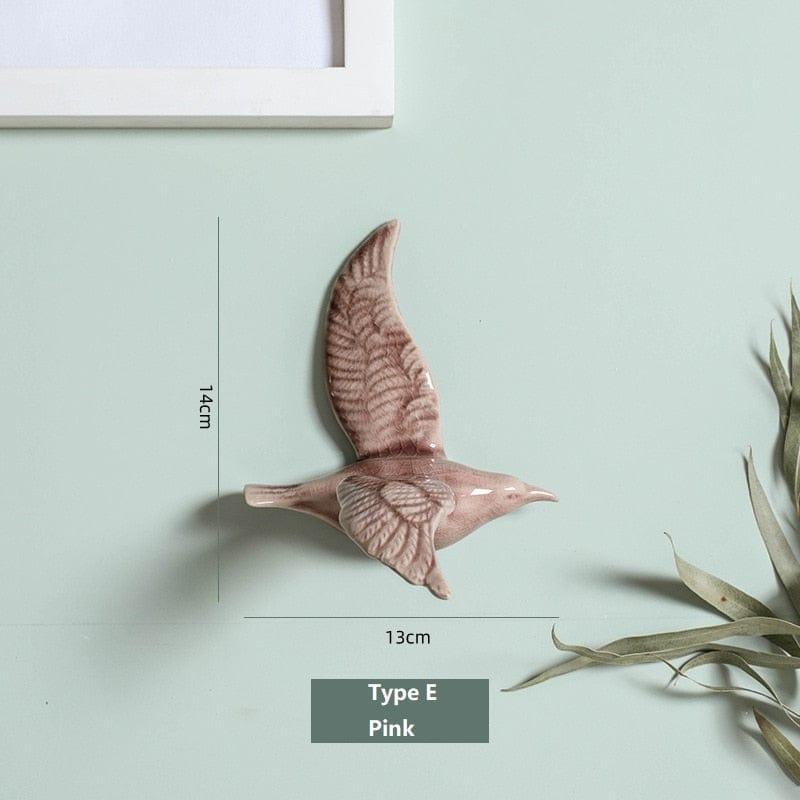 Shop 0 Type E-Pink / China 3D Ceramic Birds Shape Wall Hanging Decorations Simple Home Decorations Accessories Decoracao Para Casa Wall Crafts Ornaments Mademoiselle Home Decor