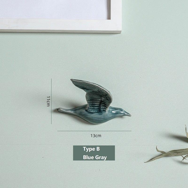 Shop 0 Type B-Blue Gray / China 3D Ceramic Birds Shape Wall Hanging Decorations Simple Home Decorations Accessories Decoracao Para Casa Wall Crafts Ornaments Mademoiselle Home Decor