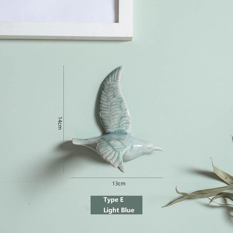Shop 0 Type E-Light Blue / China 3D Ceramic Birds Shape Wall Hanging Decorations Simple Home Decorations Accessories Decoracao Para Casa Wall Crafts Ornaments Mademoiselle Home Decor